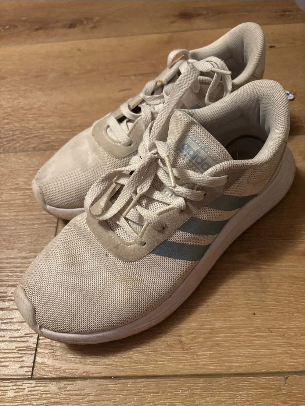 adidas Cream women’s  Sneakers with Light Blue Stripes